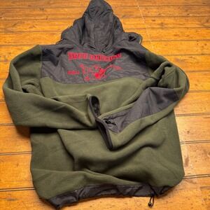 True Religion Men's Fleece Hoodie‎ World Tour Buddha Logo Green Black Size S